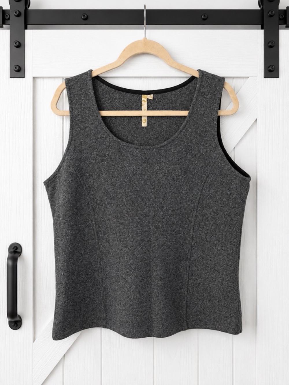 Comfy USA 1X Gray Marled Sleeveless Knit Tank Top Made in USA Plus Size